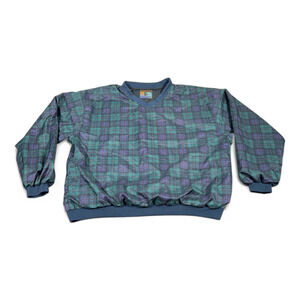 Vintage Forresters Sweater Adult XXL Blue Green Blackwatch Plaid Pullover 90s